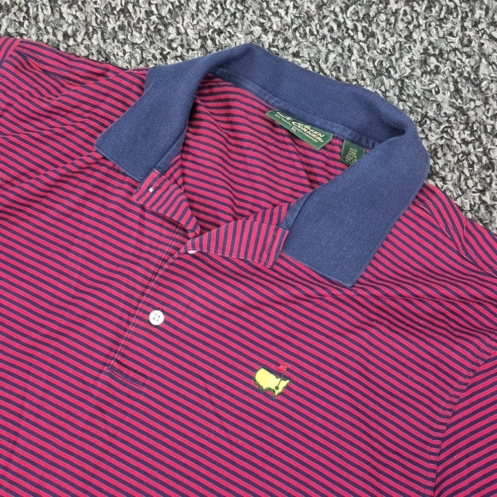 Amen Corner Men's XL Maroon Striped Cotton Masters Augusta National Golf Polo‎